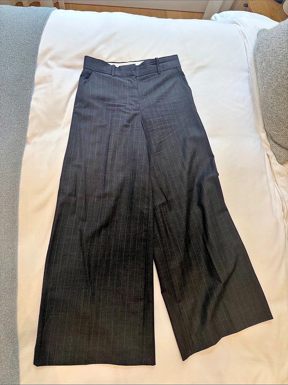 COS Pinstriped Relaxed-Fit Wide-Leg Trousers Gray